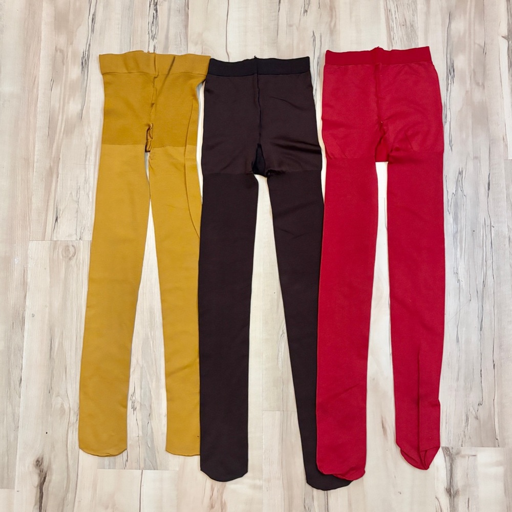 3 Pack Yellow Brown and Red Tights